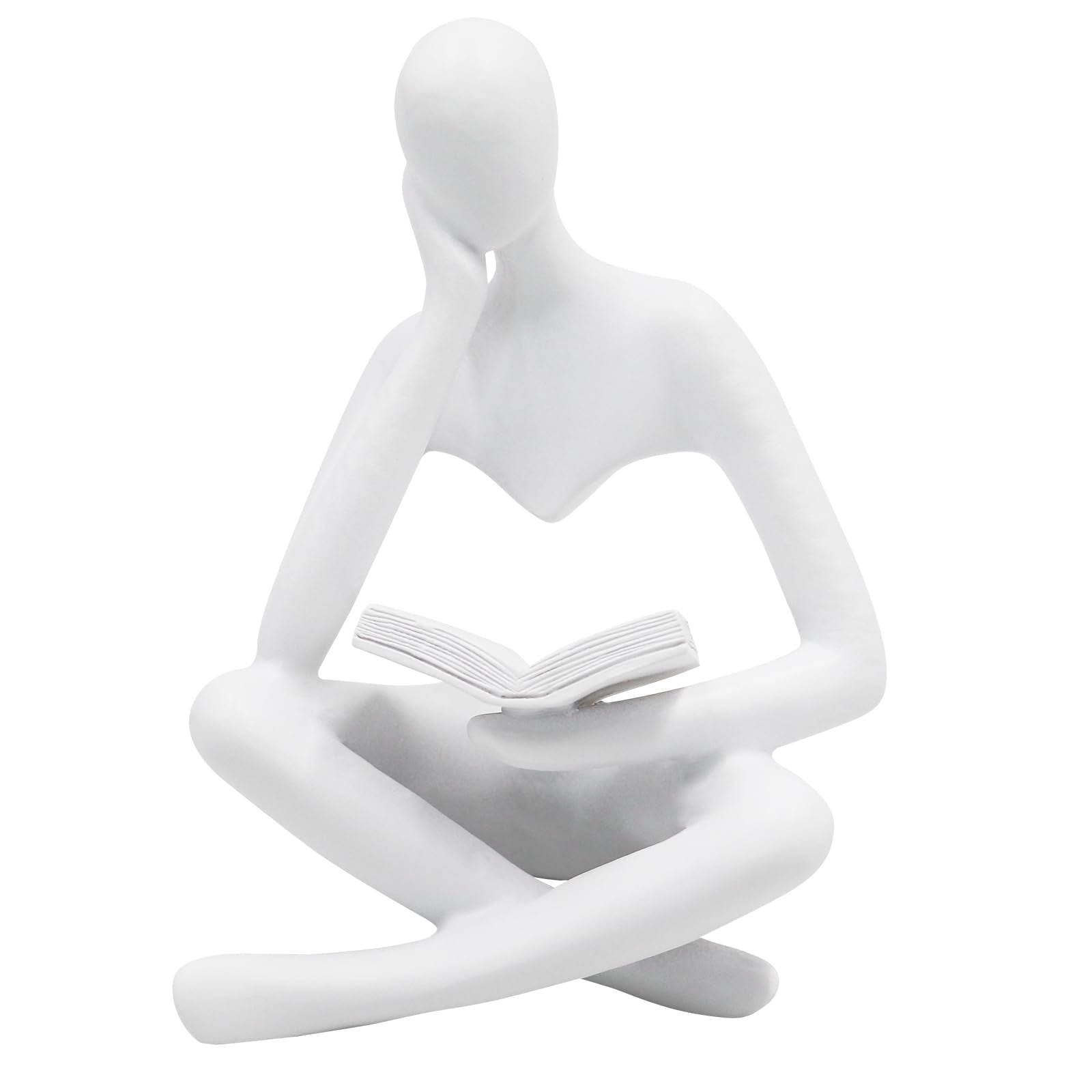 Jinkoozz Gold Reading Women Statue, Thinker Sculptures, Abstract Art Ornament, Modern Aesthetic Figurine Decoration, Suitable for Home Living Room Bedroom Office Shelf Table Desk Bookshelf Decor