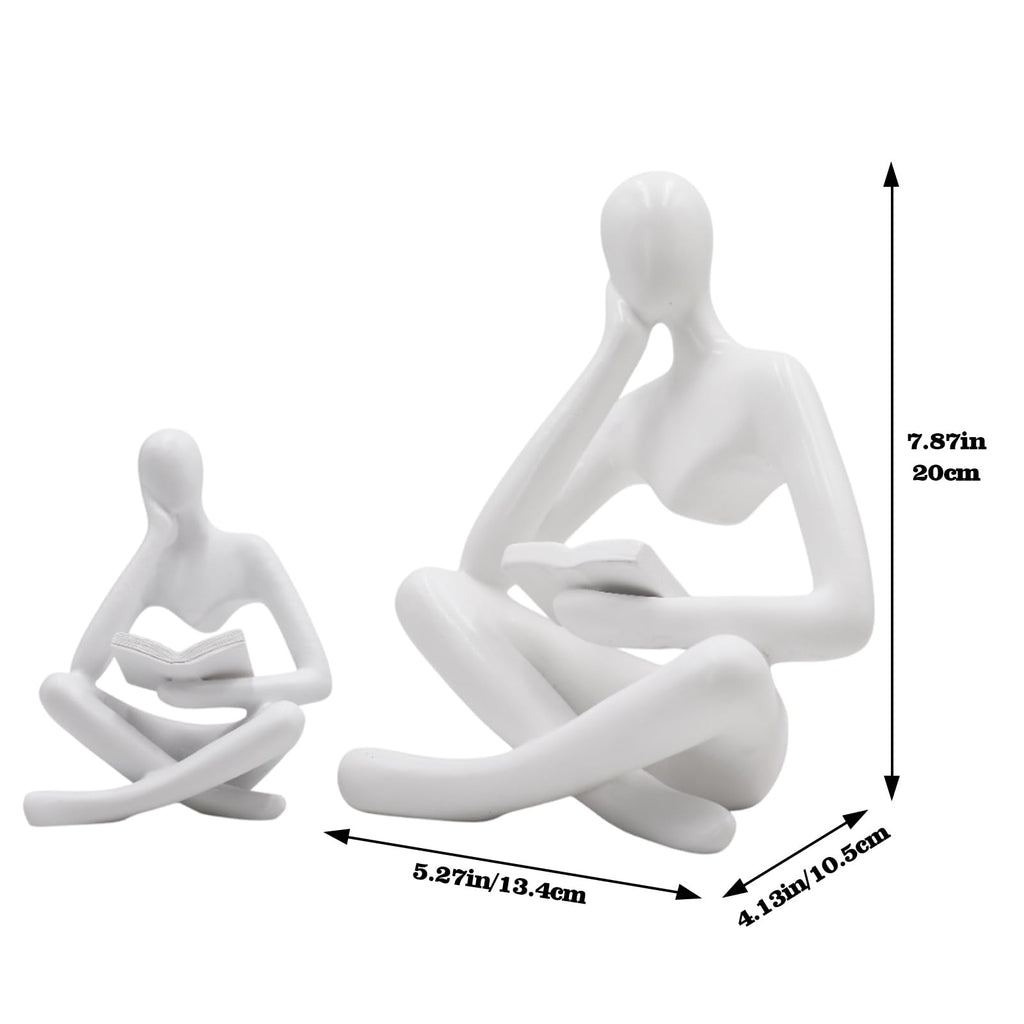 Jinkoozz Gold Reading Women Statue, Thinker Sculptures, Abstract Art Ornament, Modern Aesthetic Figurine Decoration, Suitable for Home Living Room Bedroom Office Shelf Table Desk Bookshelf Decor