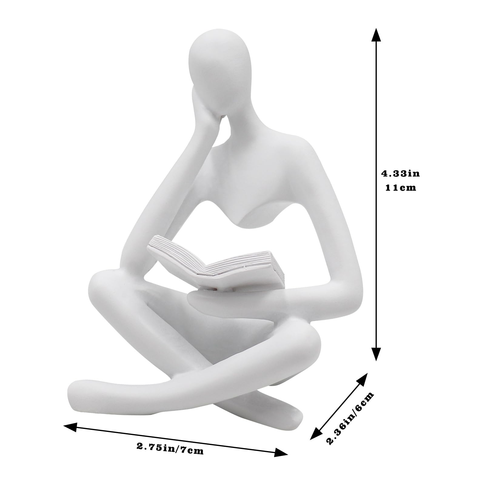 Jinkoozz Gold Reading Women Statue, Thinker Sculptures, Abstract Art Ornament, Modern Aesthetic Figurine Decoration, Suitable for Home Living Room Bedroom Office Shelf Table Desk Bookshelf Decor