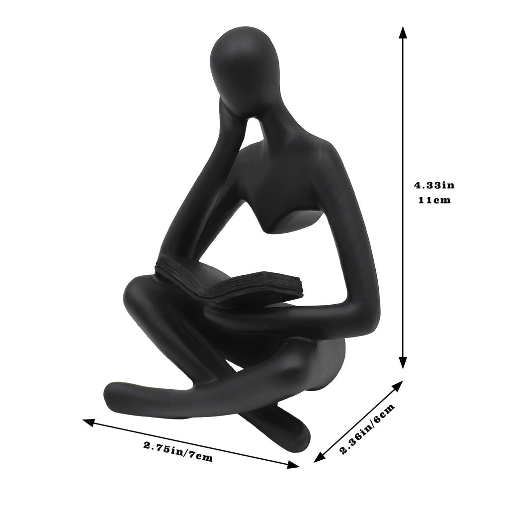 Jinkoozz Gold Reading Women Statue, Thinker Sculptures, Abstract Art Ornament, Modern Aesthetic Figurine Decoration, Suitable for Home Living Room Bedroom Office Shelf Table Desk Bookshelf Decor