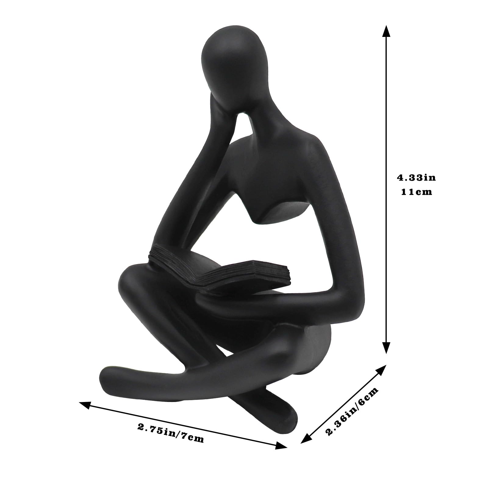 Jinkoozz Gold Reading Women Statue, Thinker Sculptures, Abstract Art Ornament, Modern Aesthetic Figurine Decoration, Suitable for Home Living Room Bedroom Office Shelf Table Desk Bookshelf Decor