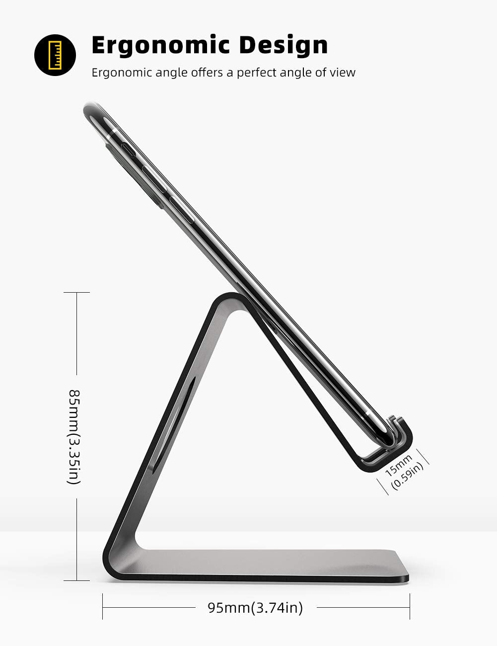 Lamicall Cell Phone Stand, Desk Accessories - Clear Office Cell Phone Holder, Acrylic Phone Stand, Desktop, Acrylic Office Desk Decor Accessories, Suitable for iPhone, 4-8'' Phone, Gifts