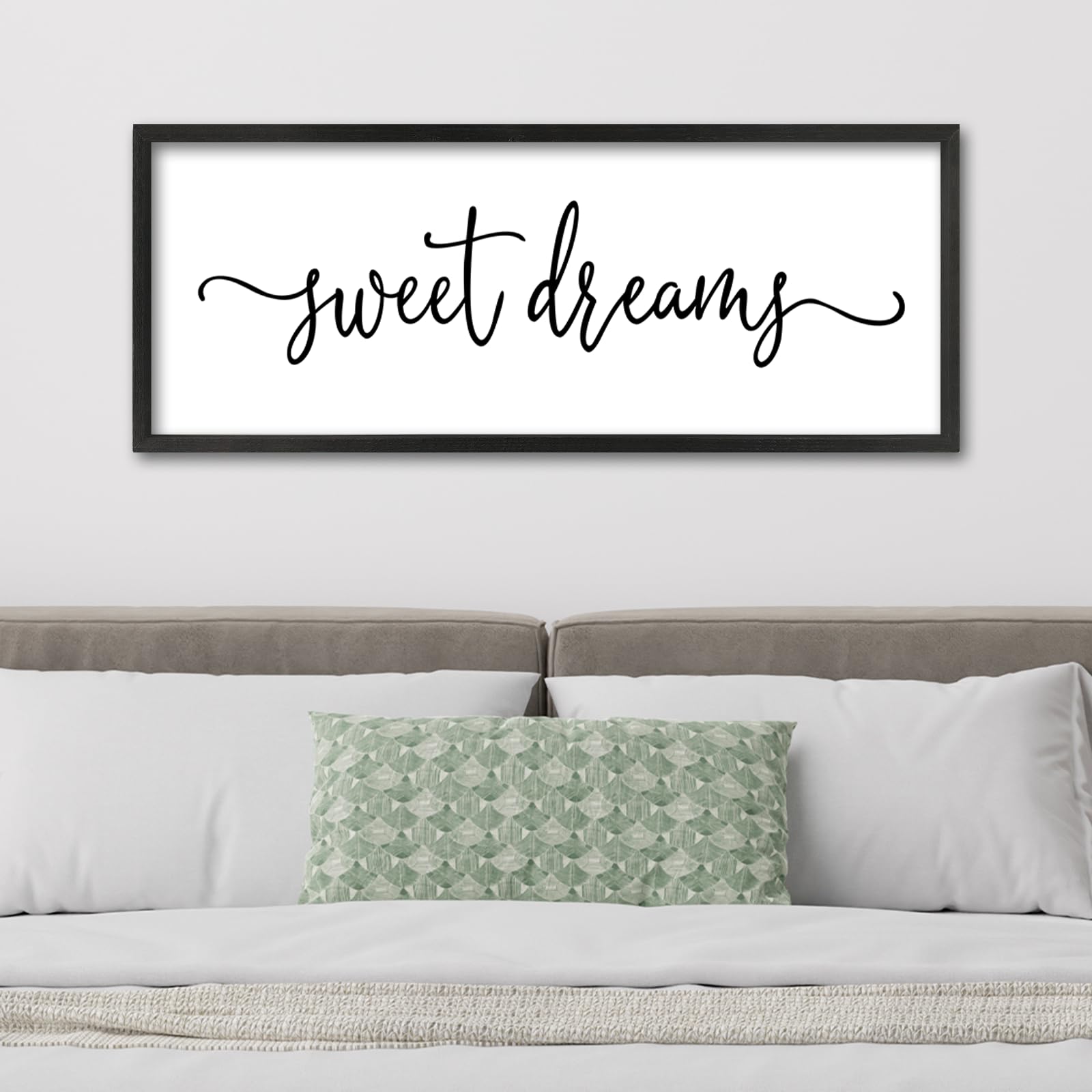 ZZJJHYWGQ Sweet Dreams Above Bed Wall Decor Sign 40"x15" for Master Bedroom Over Bed Guest Room Wood Framed Wall Art (Wood)