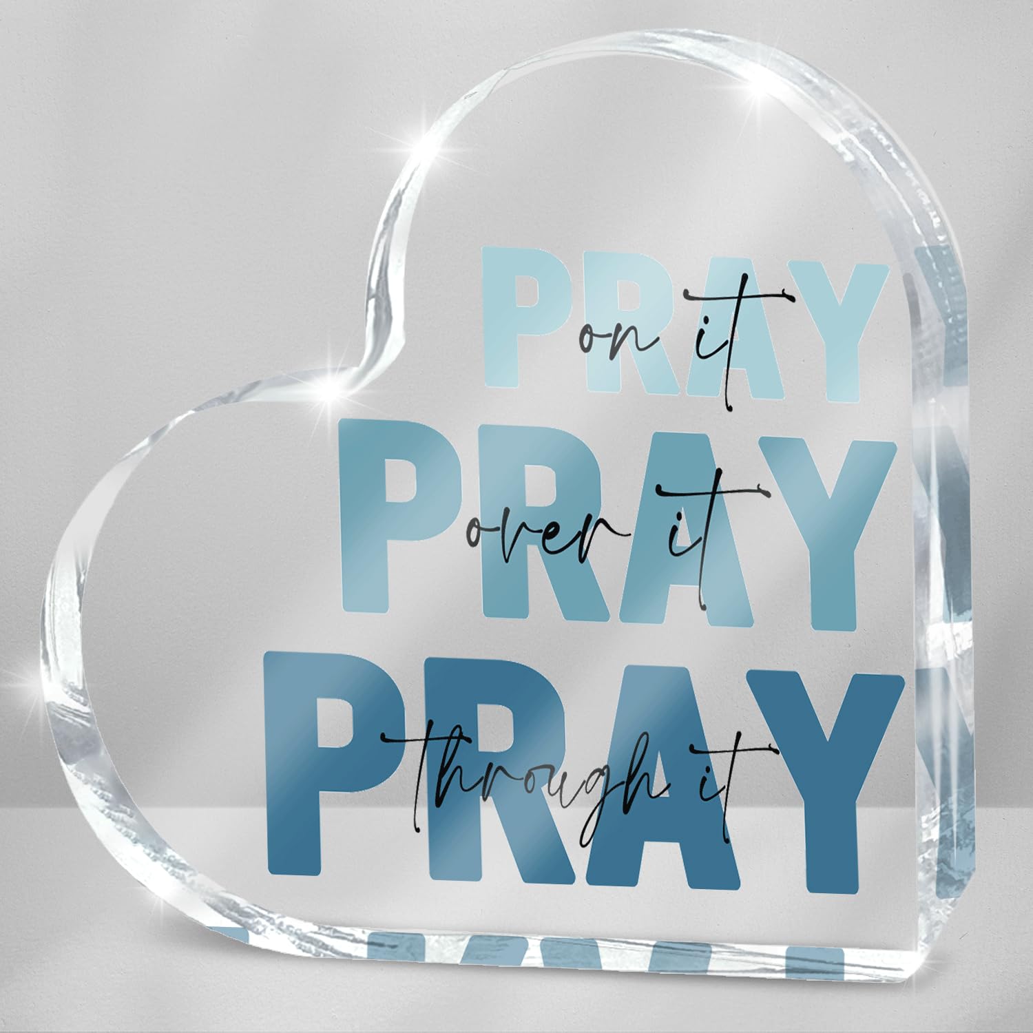Pink Inspirational Decor Pray Over It Bible Verse Wall Art Christian Gifts for Women, 4x 4 Inches Office Desk Accessories Decor Sign, Pink Dorm Room Decoration for Women - Pray on it Pray through it
