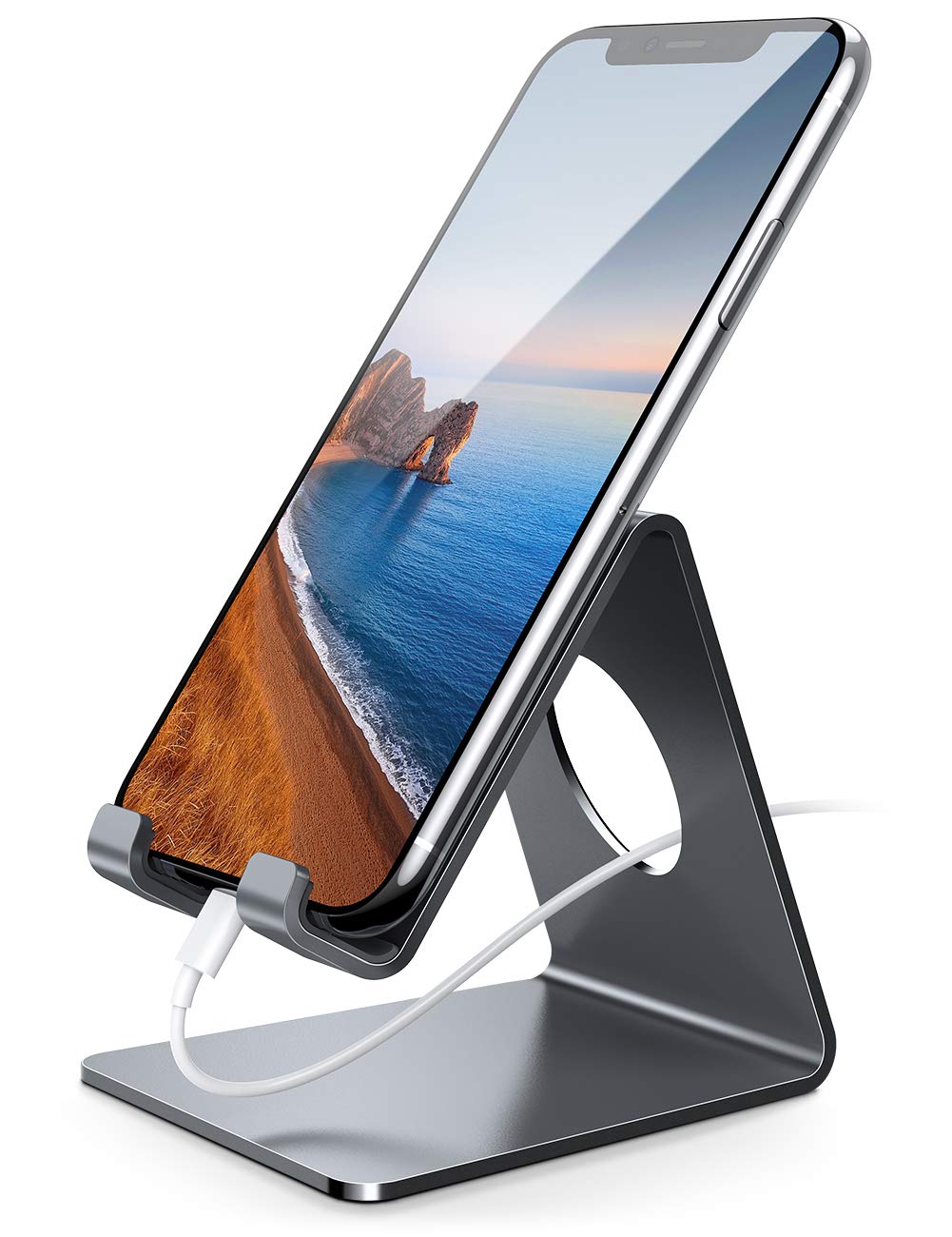 Lamicall Cell Phone Stand, Desk Accessories - Clear Office Cell Phone Holder, Acrylic Phone Stand, Desktop, Acrylic Office Desk Decor Accessories, Suitable for iPhone, 4-8'' Phone, Gifts