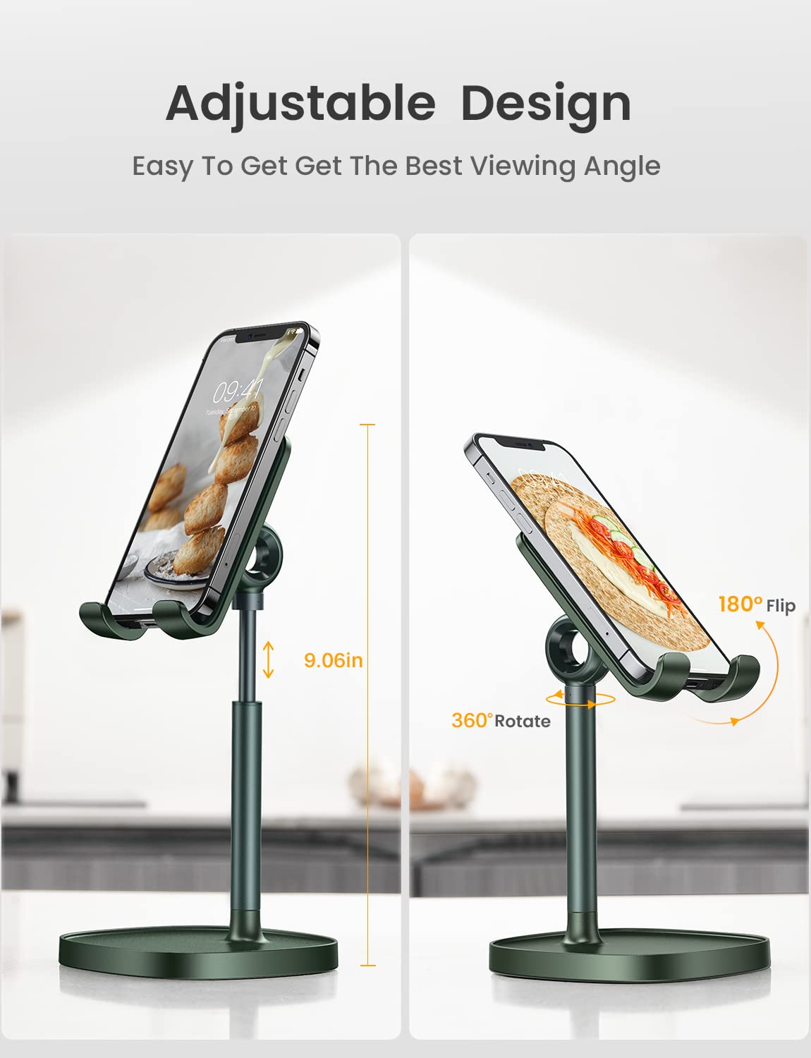 LISEN Cell Phone Stand Phone Holder for Desk Office Decor, Office Desk Accessories Women PC Gaming Essentials iPhone Stand Gadgets Men Gifts for Mom Fit OtterBox Case Switch iPad Air Tablet 4-10 in