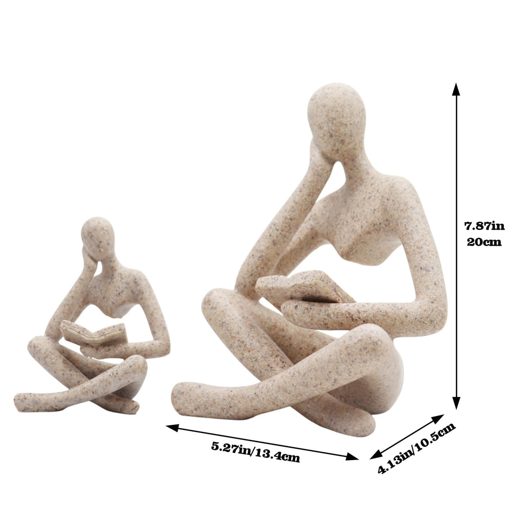 Jinkoozz Gold Reading Women Statue, Thinker Sculptures, Abstract Art Ornament, Modern Aesthetic Figurine Decoration, Suitable for Home Living Room Bedroom Office Shelf Table Desk Bookshelf Decor