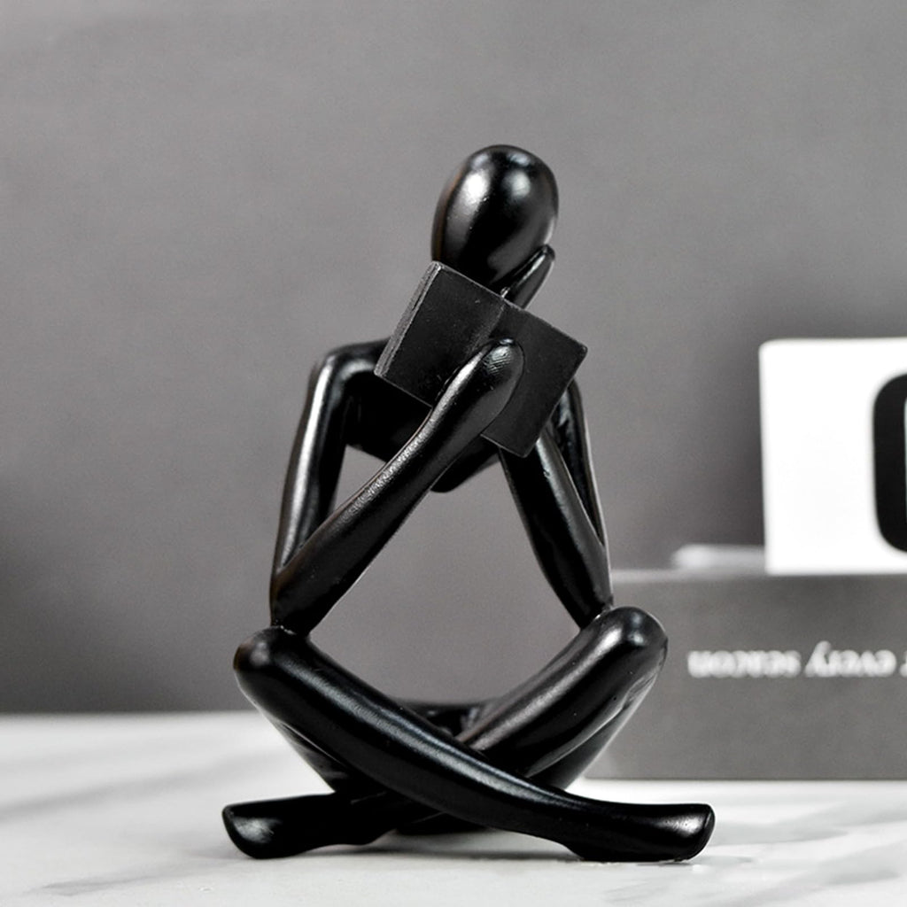 Jinkoozz Gold Reading Women Statue, Thinker Sculptures, Abstract Art Ornament, Modern Aesthetic Figurine Decoration, Suitable for Home Living Room Bedroom Office Shelf Table Desk Bookshelf Decor