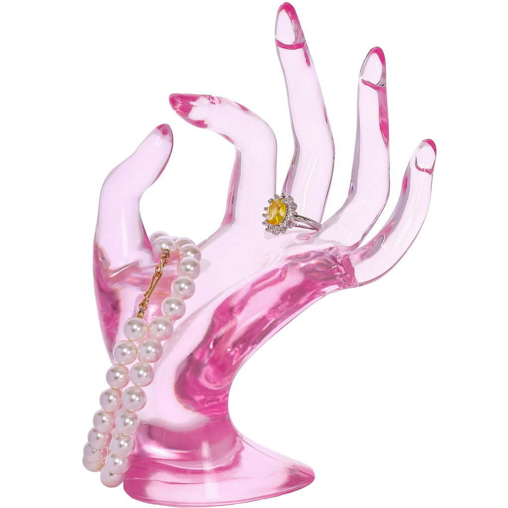 Maxsirui Hand Form Ring Holder Jewelry Display Organization Rack Bracelet Ring Watch Stand Support Aesthetic Y2k Room Decor (Rose Red)