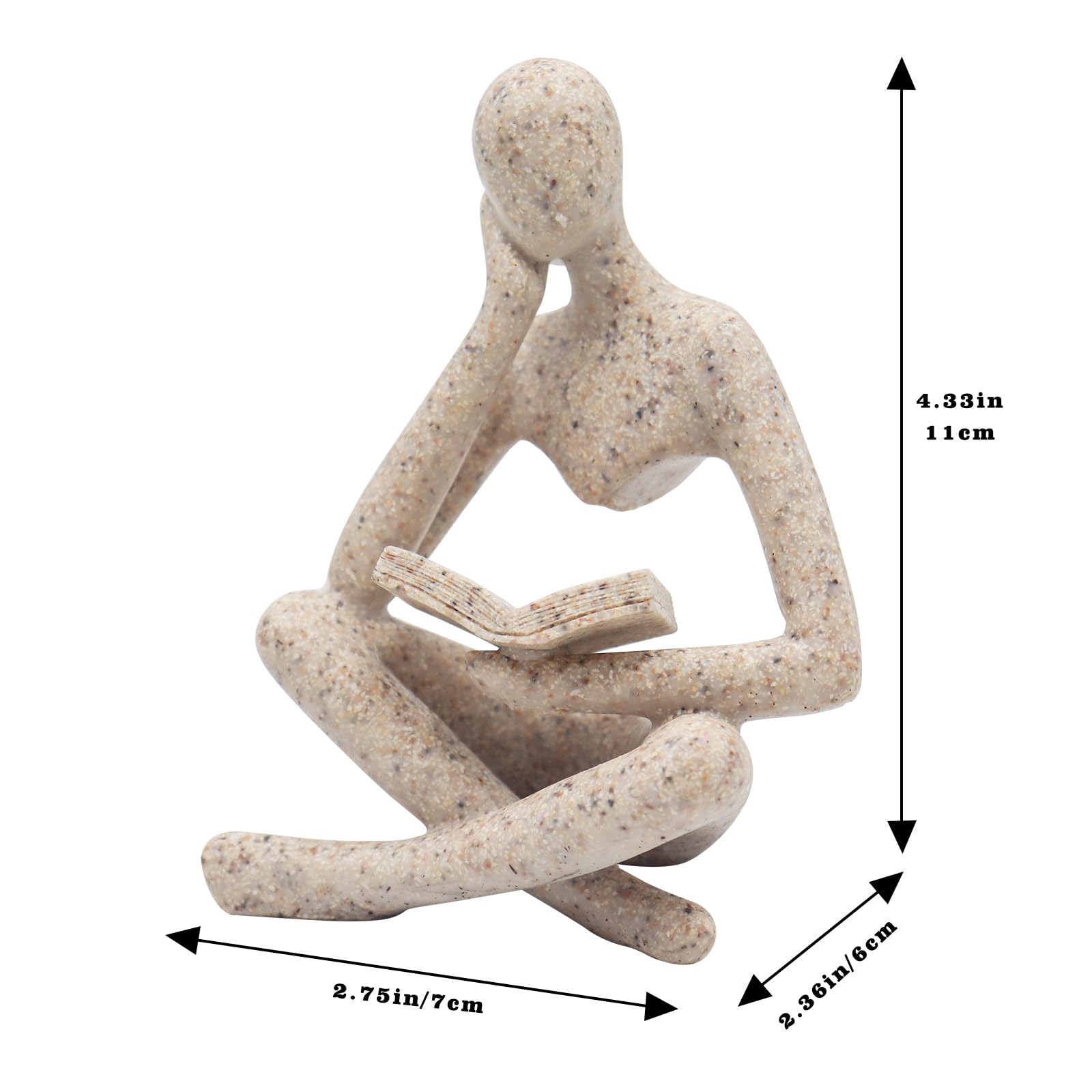 Jinkoozz Gold Reading Women Statue, Thinker Sculptures, Abstract Art Ornament, Modern Aesthetic Figurine Decoration, Suitable for Home Living Room Bedroom Office Shelf Table Desk Bookshelf Decor