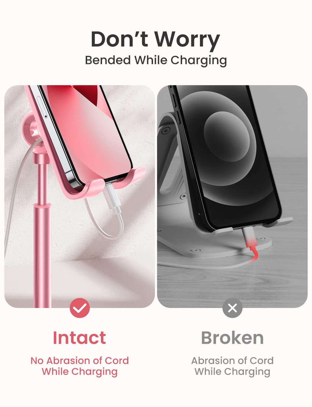 LISEN Cell Phone Stand Phone Holder for Desk Office Decor, Office Desk Accessories Women PC Gaming Essentials iPhone Stand Gadgets Men Gifts for Mom Fit OtterBox Case Switch iPad Air Tablet 4-10 in