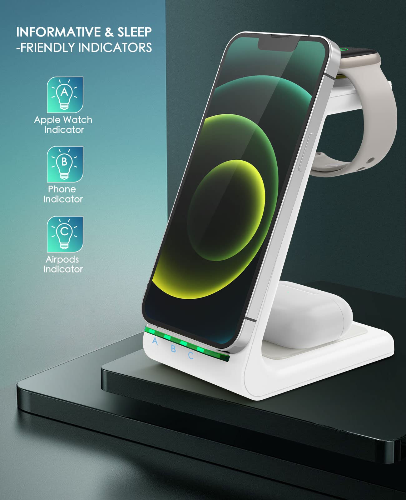 3 in 1 Wireless Charging Station, 2026 Upgraded Fast Desk Charger Station for iPhone 17 16 15 14 13 12 Pro Max Plus, Charger Stand for Apple Watch 11 10 9 8 7 6 5 4 3 2 Ultra SE, Airpods 4 3 2 Pro