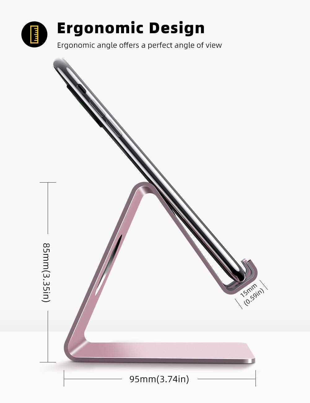 Lamicall Cell Phone Stand, Desk Accessories - Clear Office Cell Phone Holder, Acrylic Phone Stand, Desktop, Acrylic Office Desk Decor Accessories, Suitable for iPhone, 4-8'' Phone, Gifts