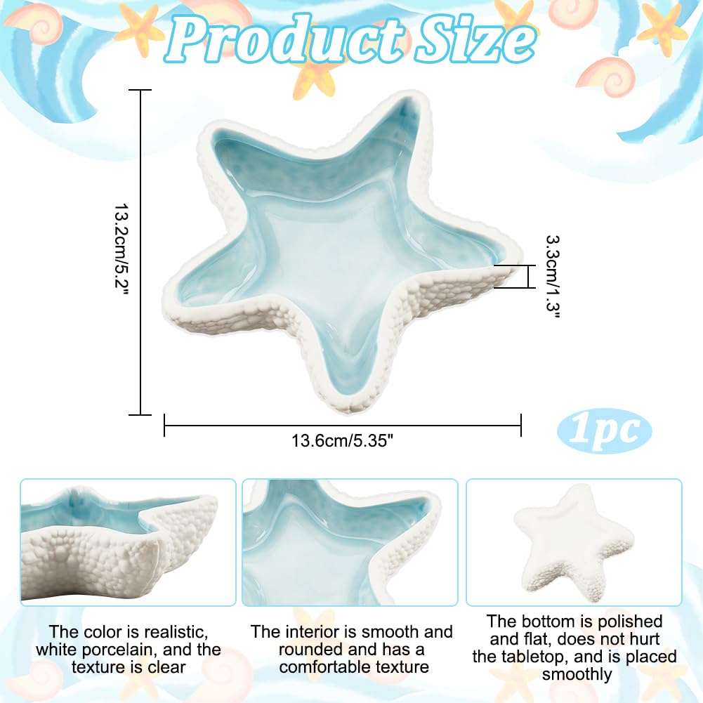 NBEADS Conch Shape Ceramic Jewelry Tray, Aqua Shell Trinket Dish Ceramic Ring Earring Holder Ocean-themed Decorative Trinket Plate for Rings Earrings Necklaces Bracelet Jewelry Watch Keys