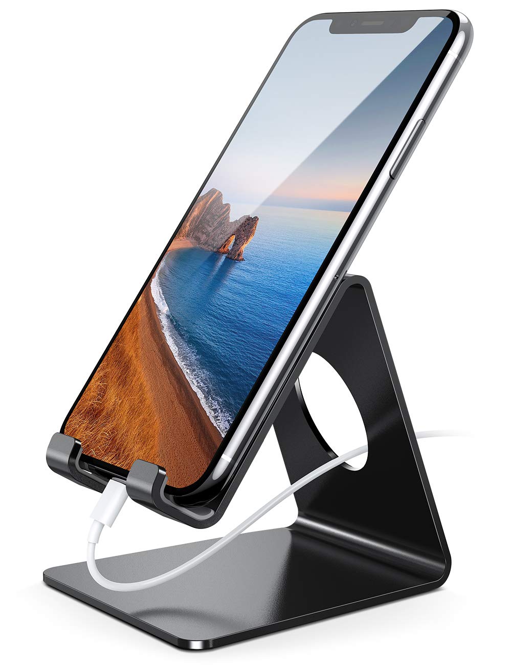 Lamicall Cell Phone Stand, Desk Accessories - Clear Office Cell Phone Holder, Acrylic Phone Stand, Desktop, Acrylic Office Desk Decor Accessories, Suitable for iPhone, 4-8'' Phone, Gifts