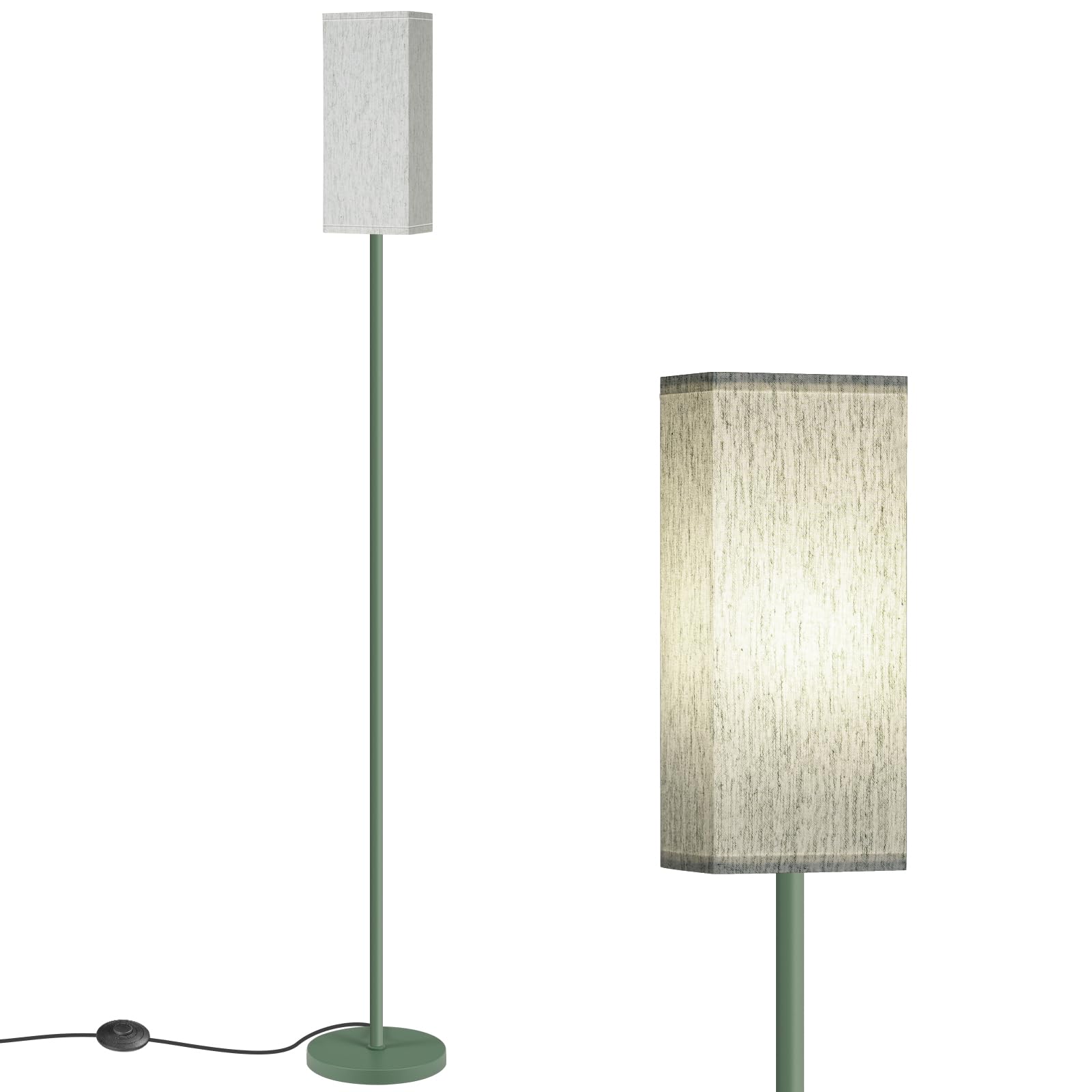64.6" Floor Lamp, Pole with Foot Switch, Modern Standing Lamp Lampshade, Minimalist Freestanding Lamp (Bulb Not Included), for Living Room, Bedroom Office ETL Listed, Black and Beige E07LD05