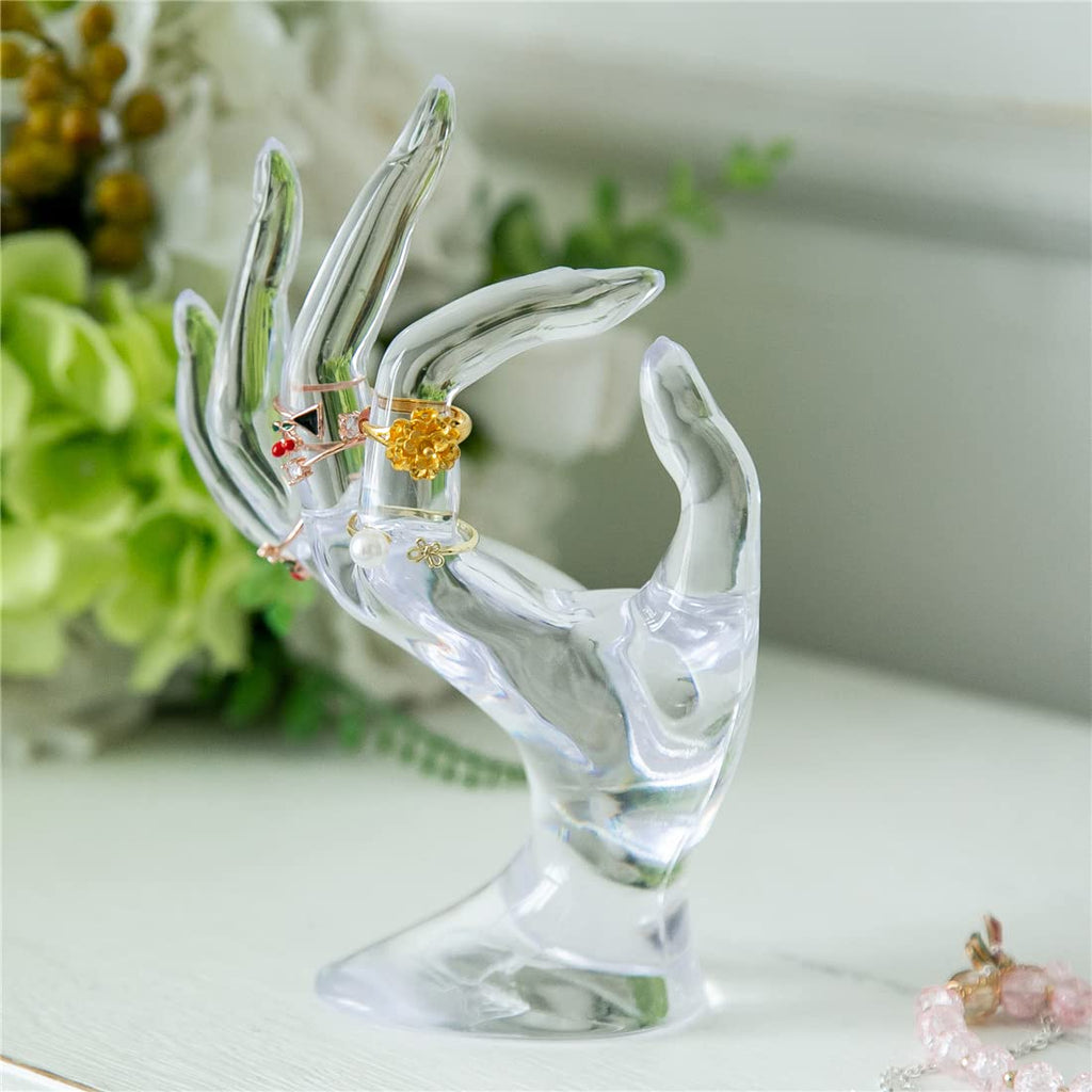 Maxsirui Hand Form Ring Holder Jewelry Display Organization Rack Bracelet Ring Watch Stand Support Aesthetic Y2k Room Decor (Rose Red)