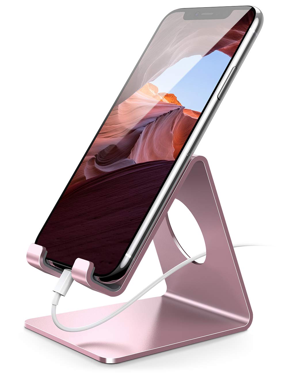 Lamicall Cell Phone Stand, Desk Accessories - Clear Office Cell Phone Holder, Acrylic Phone Stand, Desktop, Acrylic Office Desk Decor Accessories, Suitable for iPhone, 4-8'' Phone, Gifts