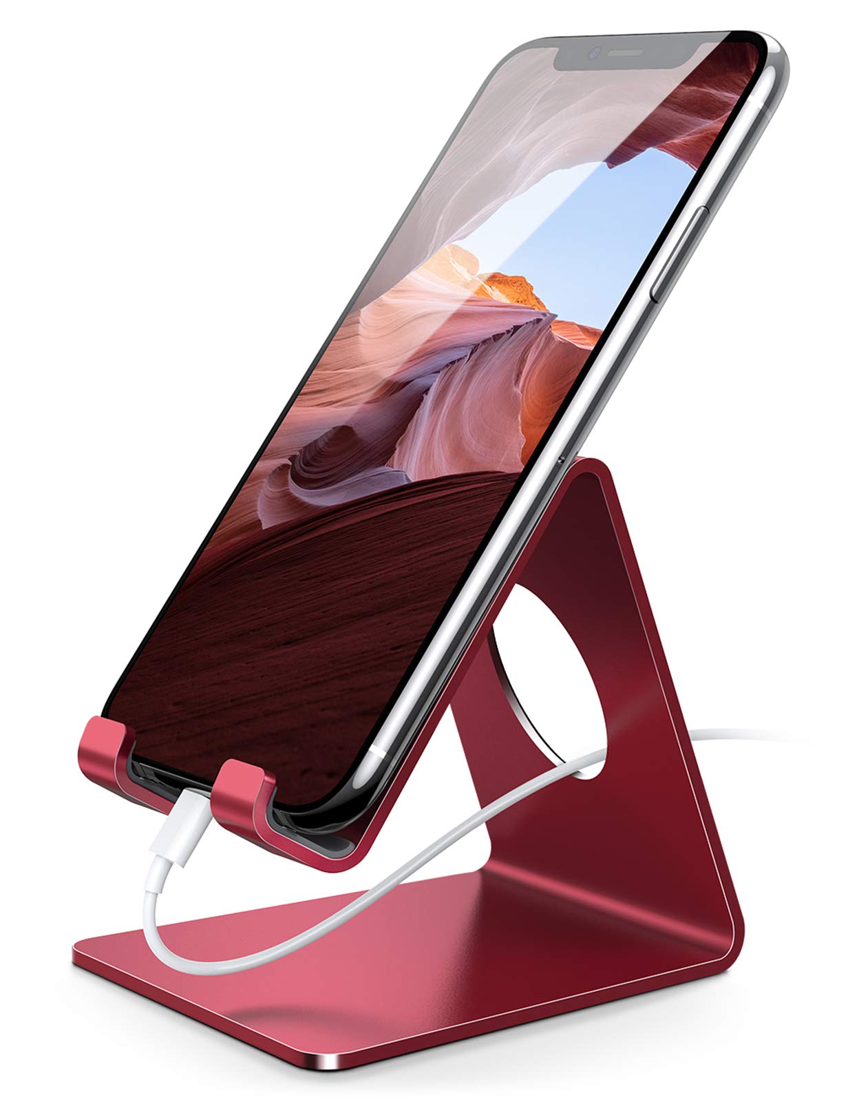 Lamicall Cell Phone Stand, Desk Accessories - Clear Office Cell Phone Holder, Acrylic Phone Stand, Desktop, Acrylic Office Desk Decor Accessories, Suitable for iPhone, 4-8'' Phone, Gifts