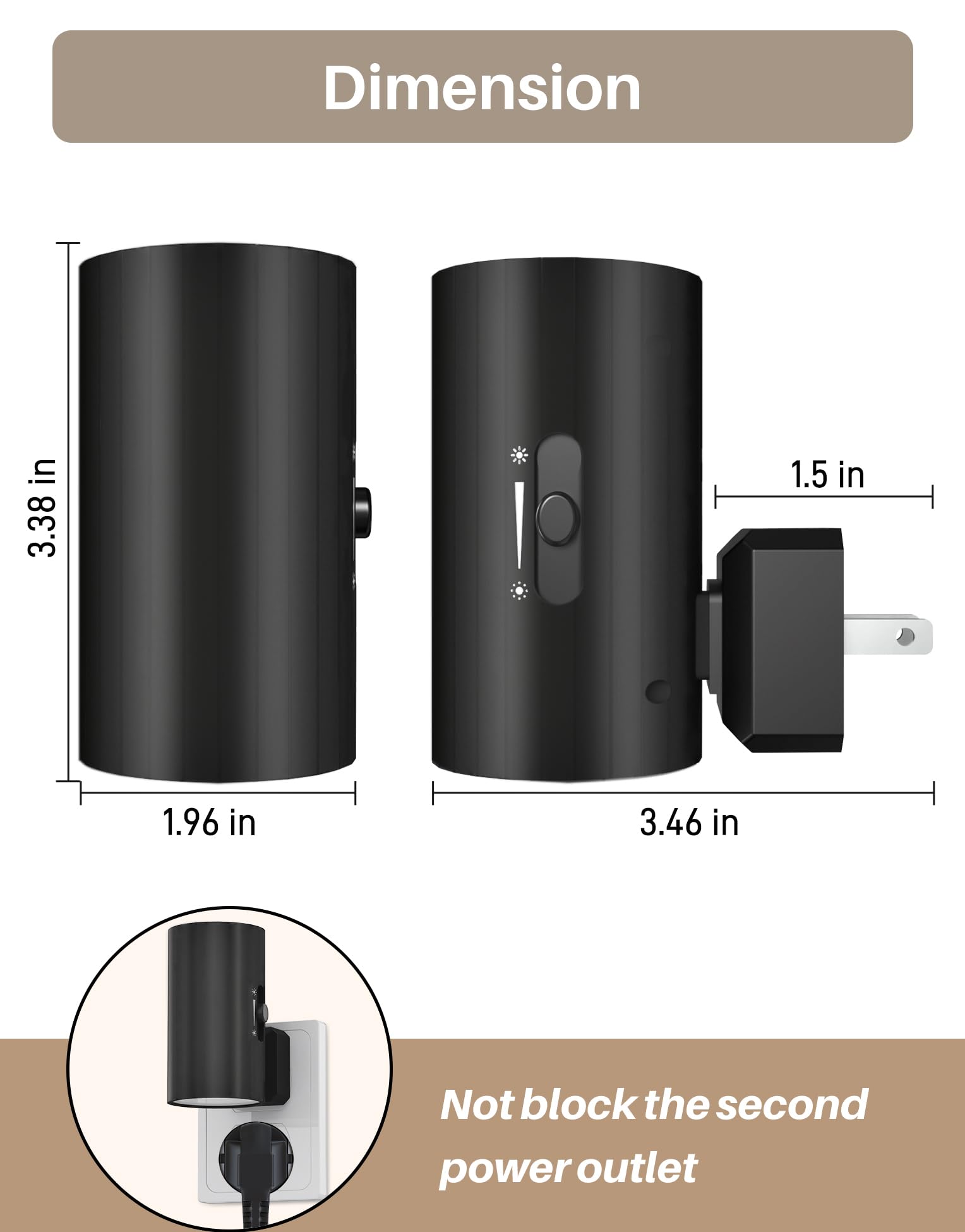 Night Lights Plug into Wall, LED Plug in Night Light with Light Sensor, 0-100LM Adjustable Brightness Wall Light, 5000K Daylight White, 2Pcs Dimmable Automatic Night Light for Hallway Bedroom Stairway