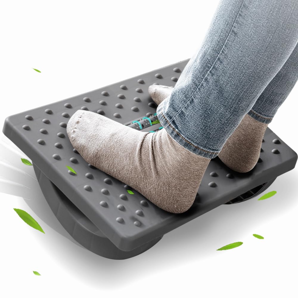 CasaZenith Foot Rest for Under Desk at Work - Ergonomic Foot Stools for Under Office Desk - Rocking Footrest with Roller Massager - Leg Rest for Chair, Computer Gaming -13" L x 9.6" W x 5" H