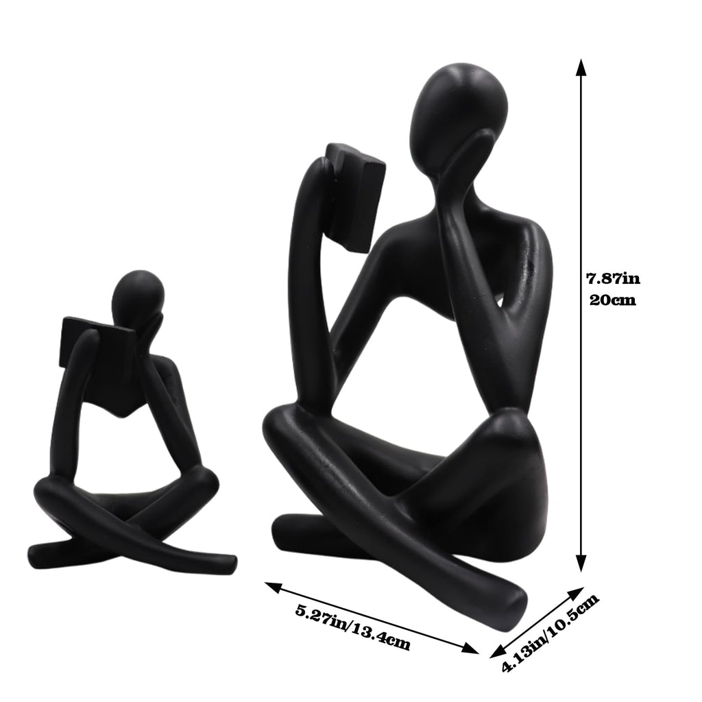 Jinkoozz Gold Reading Women Statue, Thinker Sculptures, Abstract Art Ornament, Modern Aesthetic Figurine Decoration, Suitable for Home Living Room Bedroom Office Shelf Table Desk Bookshelf Decor