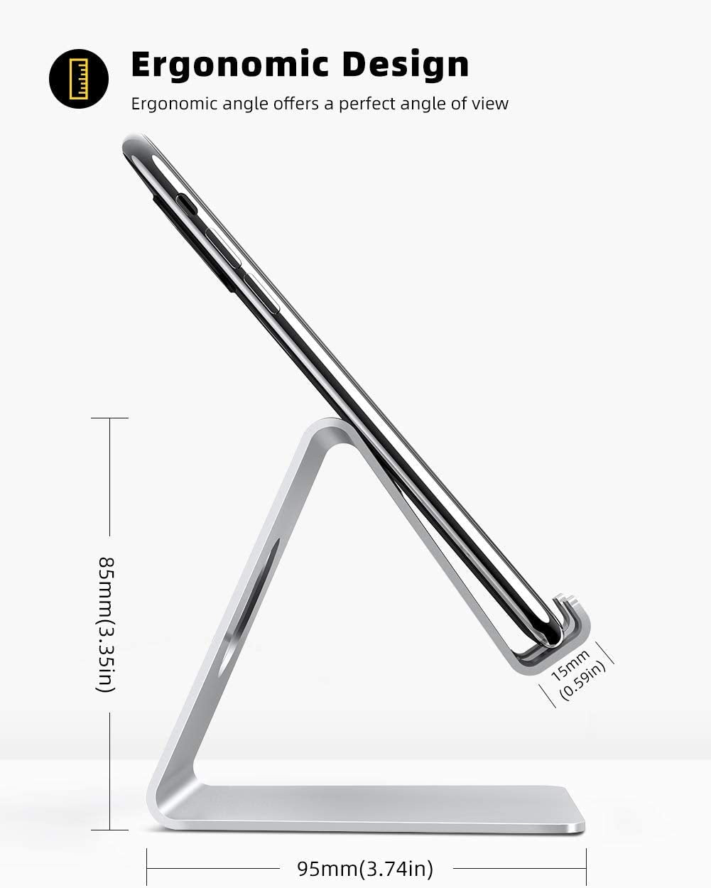 Lamicall Cell Phone Stand, Desk Accessories - Clear Office Cell Phone Holder, Acrylic Phone Stand, Desktop, Acrylic Office Desk Decor Accessories, Suitable for iPhone, 4-8'' Phone, Gifts