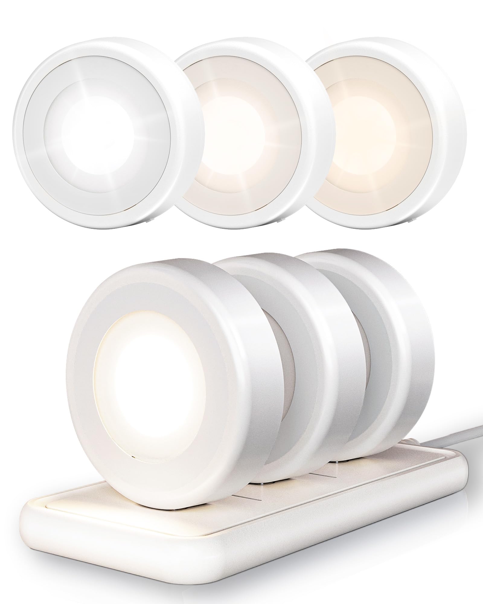 EZVALO LED Puck Lights, Rechargeable Battery Touch Light, 2.5'' Mini Tap Lights, Wireless Closet Light, Under Cabinet Lighting, 3 Color Temps, Stick On Lights Kitchen,Closet,Pantry(2 Pack)