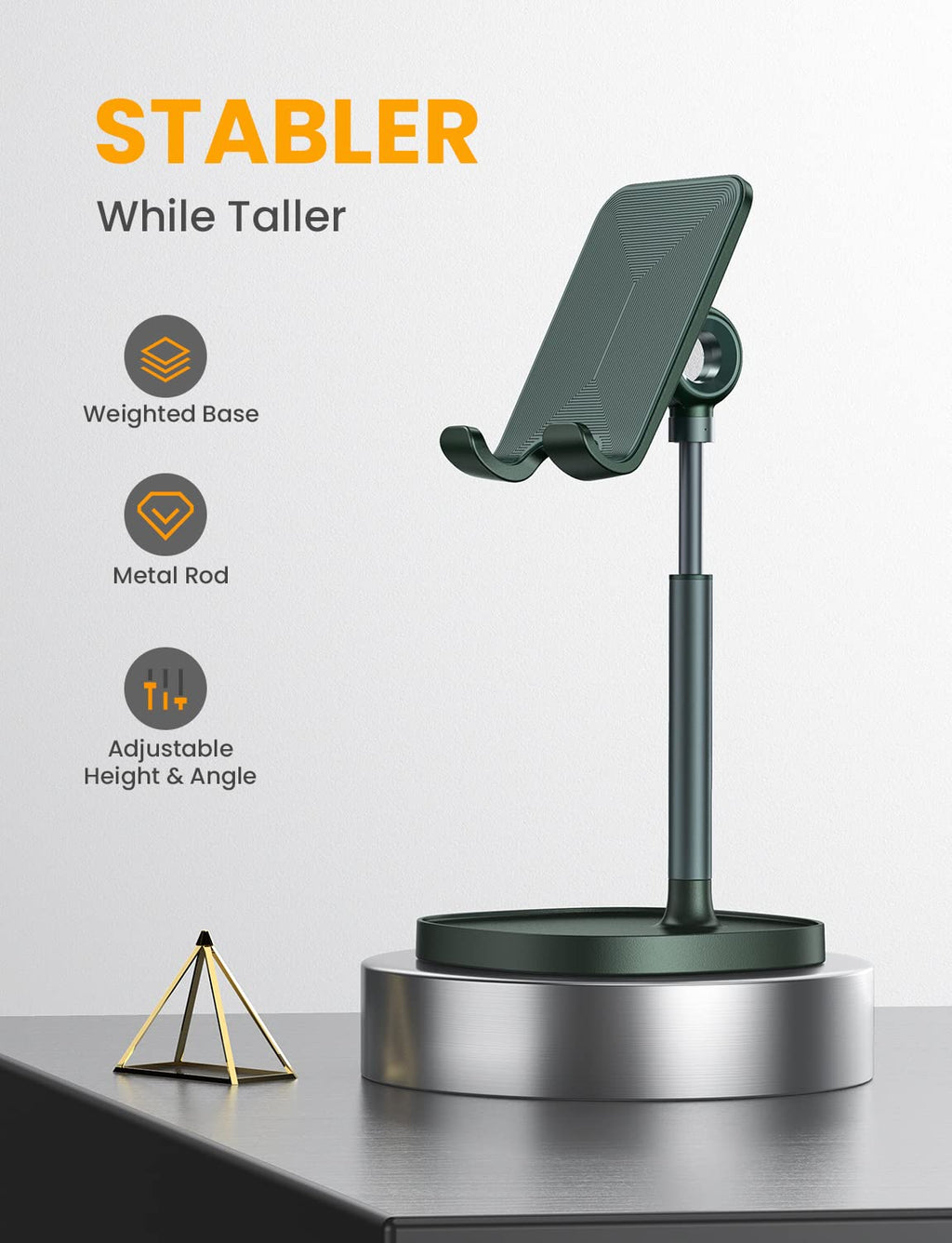 LISEN Cell Phone Stand Phone Holder for Desk Office Decor, Office Desk Accessories Women PC Gaming Essentials iPhone Stand Gadgets Men Gifts for Mom Fit OtterBox Case Switch iPad Air Tablet 4-10 in