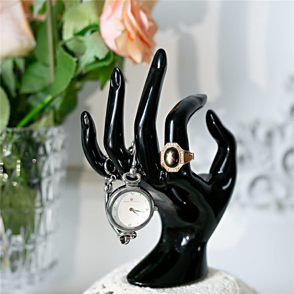Maxsirui Hand Form Ring Holder Jewelry Display Organization Rack Bracelet Ring Watch Stand Support Aesthetic Y2k Room Decor (Rose Red)