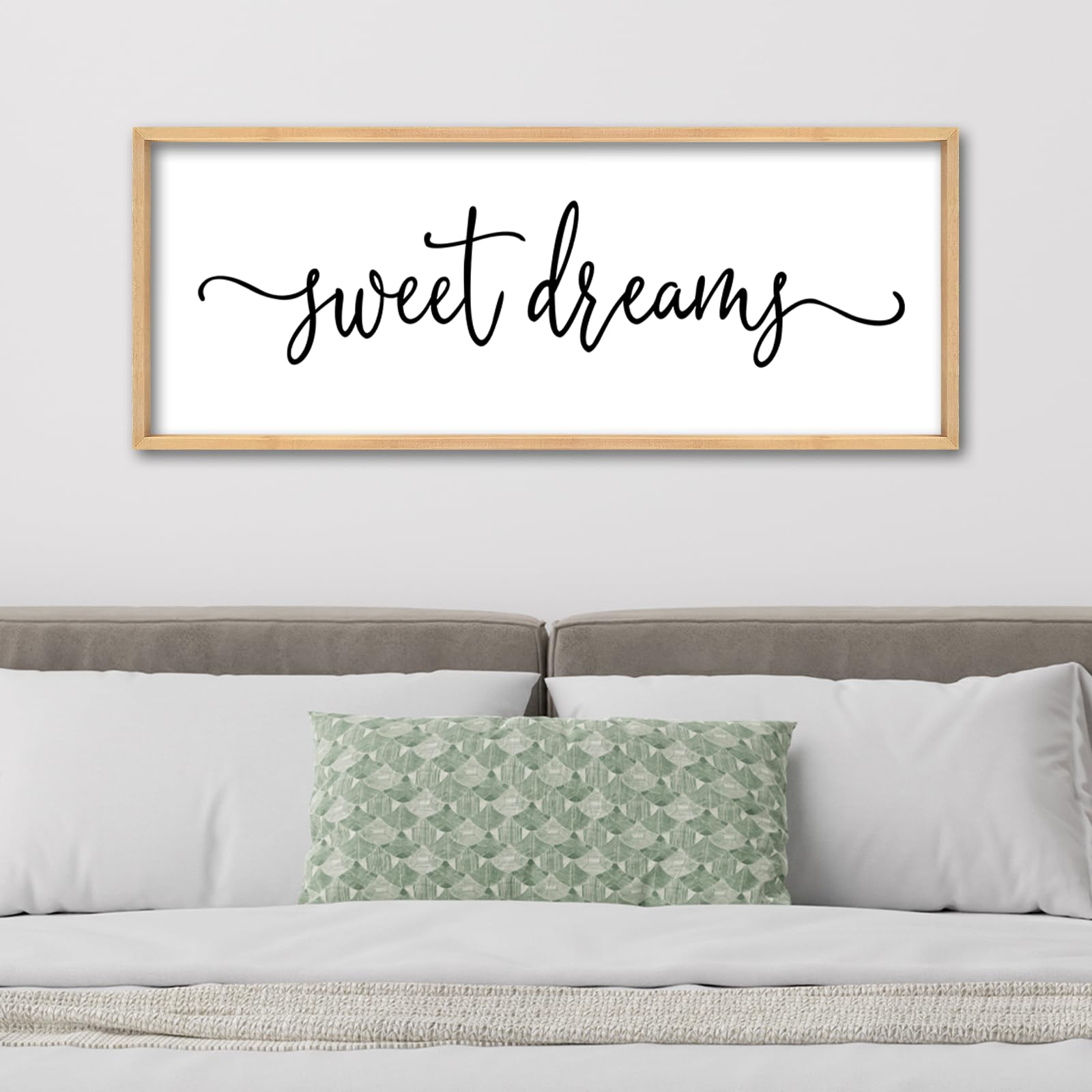 ZZJJHYWGQ Sweet Dreams Above Bed Wall Decor Sign 40"x15" for Master Bedroom Over Bed Guest Room Wood Framed Wall Art (Wood)