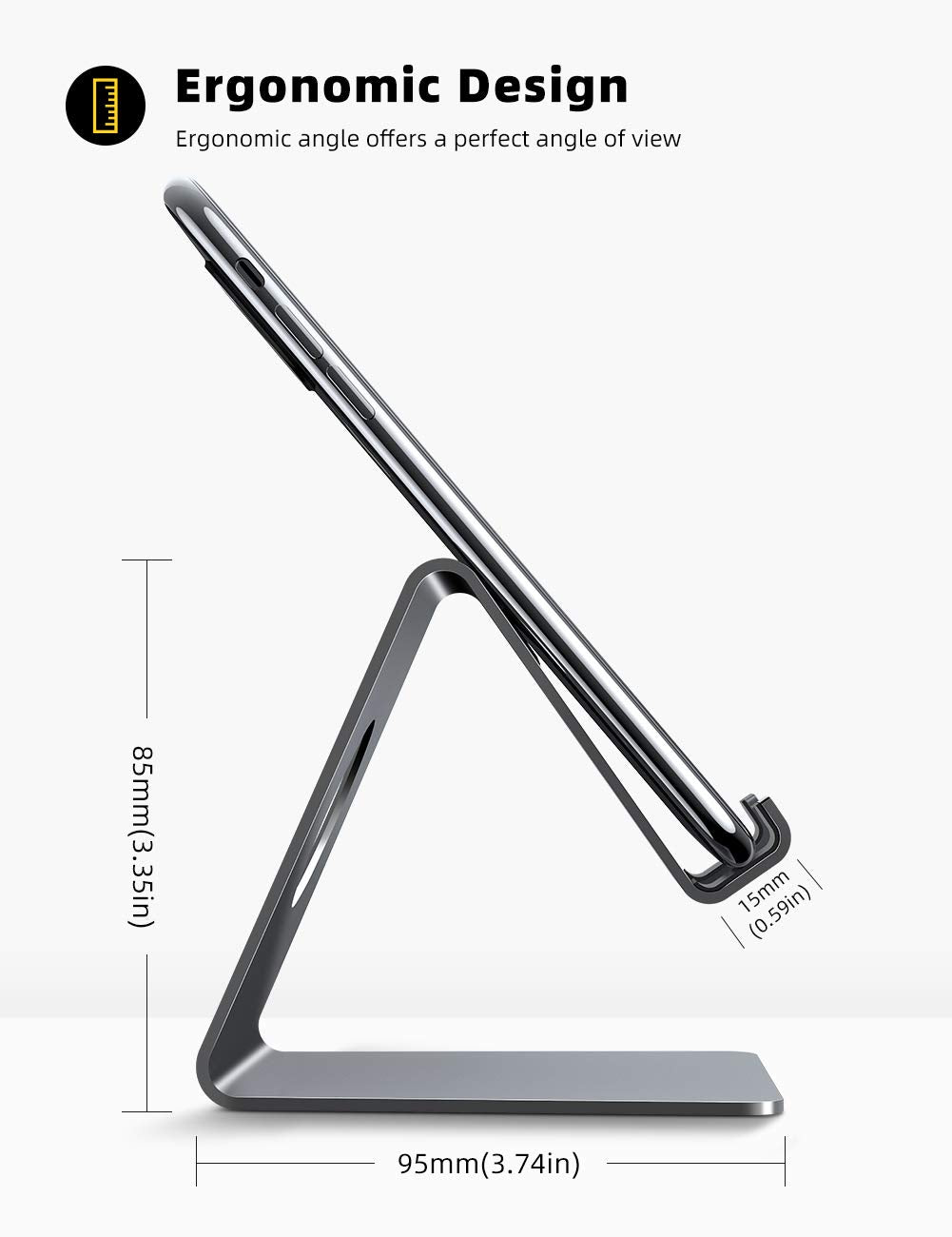 Lamicall Cell Phone Stand, Desk Accessories - Clear Office Cell Phone Holder, Acrylic Phone Stand, Desktop, Acrylic Office Desk Decor Accessories, Suitable for iPhone, 4-8'' Phone, Gifts