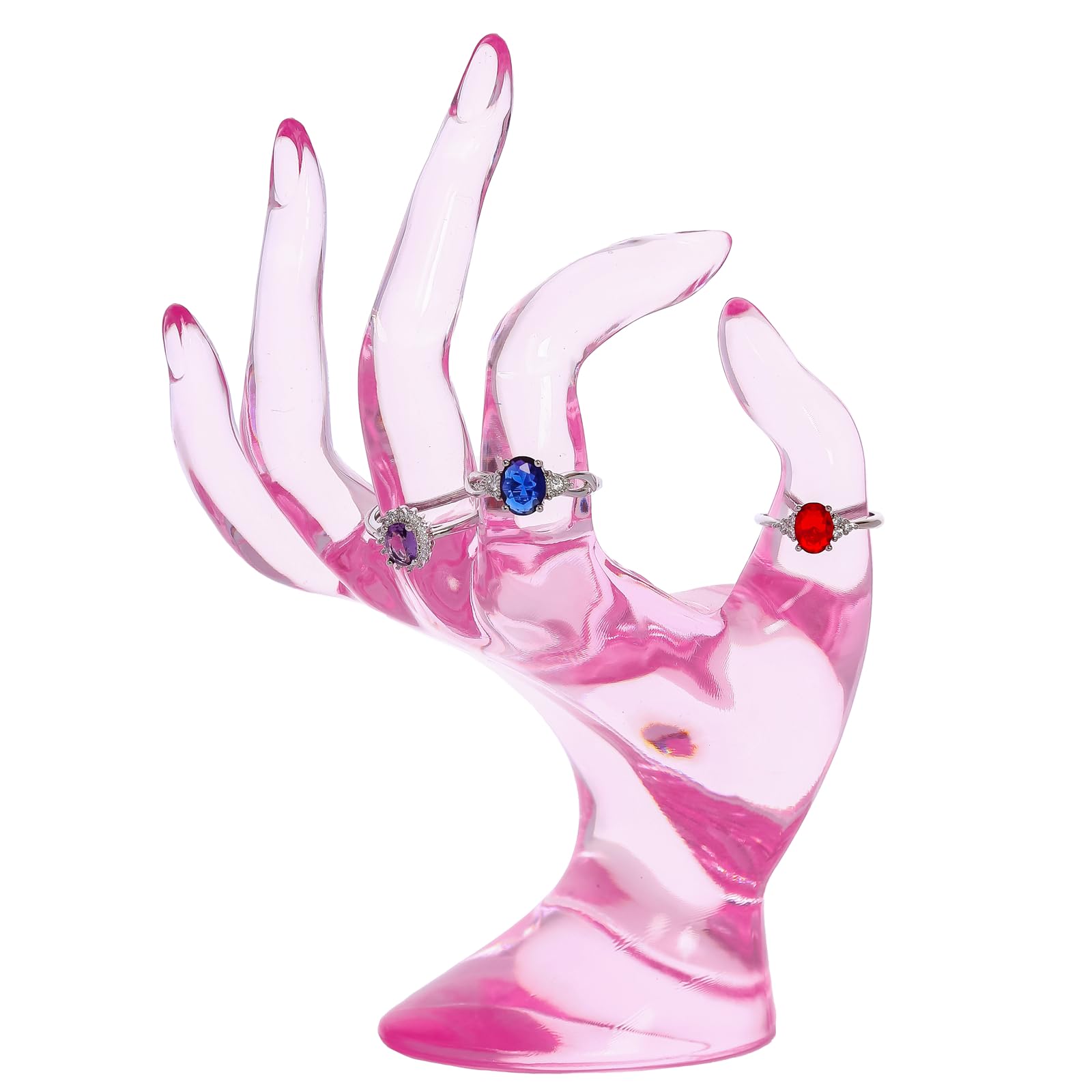 Maxsirui Hand Form Ring Holder Jewelry Display Organization Rack Bracelet Ring Watch Stand Support Aesthetic Y2k Room Decor (Rose Red)