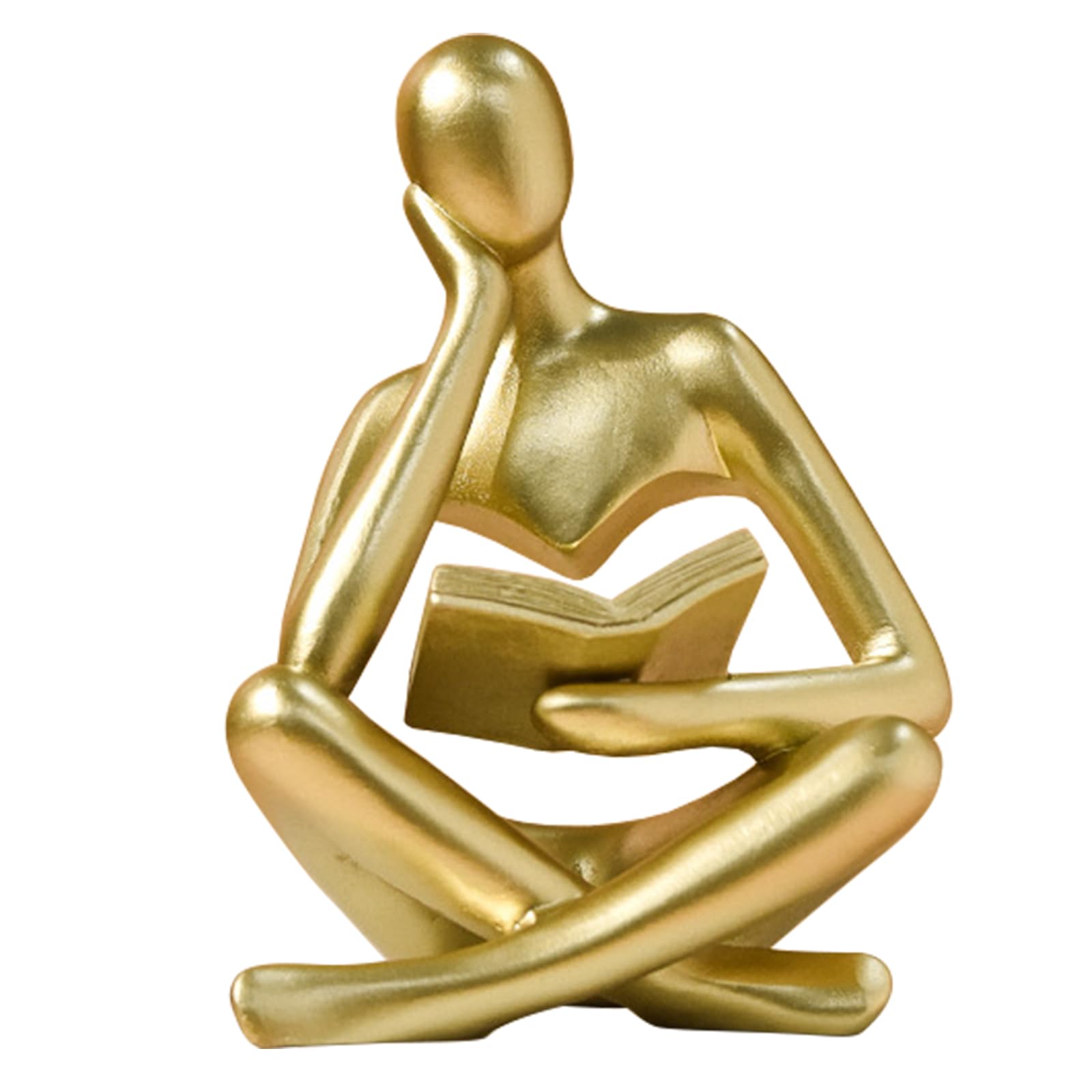 Jinkoozz Gold Reading Women Statue, Thinker Sculptures, Abstract Art Ornament, Modern Aesthetic Figurine Decoration, Suitable for Home Living Room Bedroom Office Shelf Table Desk Bookshelf Decor