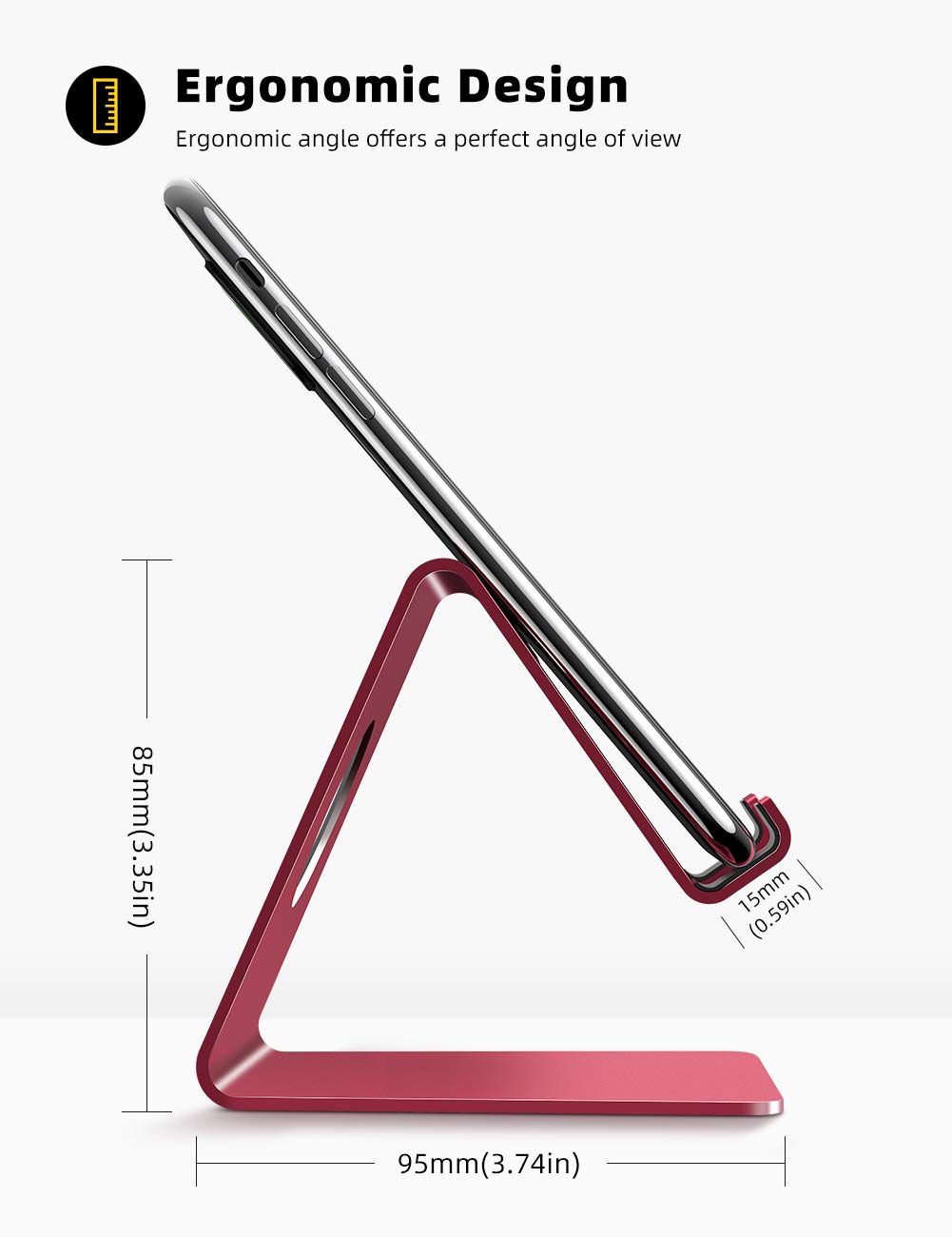 Lamicall Cell Phone Stand, Desk Accessories - Clear Office Cell Phone Holder, Acrylic Phone Stand, Desktop, Acrylic Office Desk Decor Accessories, Suitable for iPhone, 4-8'' Phone, Gifts
