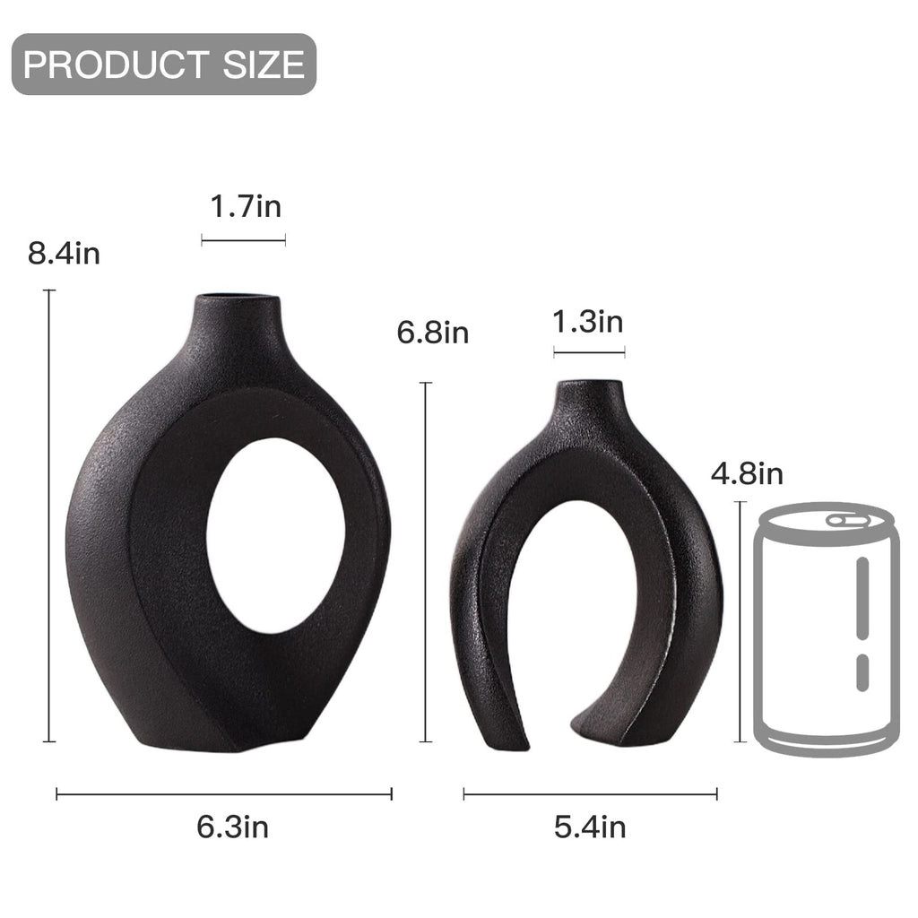 Lvases Snuggle Hollow Ceramic Vase Set of 2, Nordic Modern Boho ins Style Decorative Ceramic Aesthetic Flower Vase for Home Decor (Milky White W 6.3" X H 8.4")