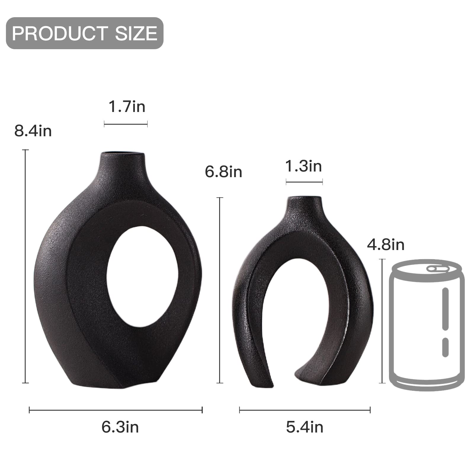 Lvases Snuggle Hollow Ceramic Vase Set of 2, Nordic Modern Boho ins Style Decorative Ceramic Aesthetic Flower Vase for Home Decor (Milky White W 6.3" X H 8.4")