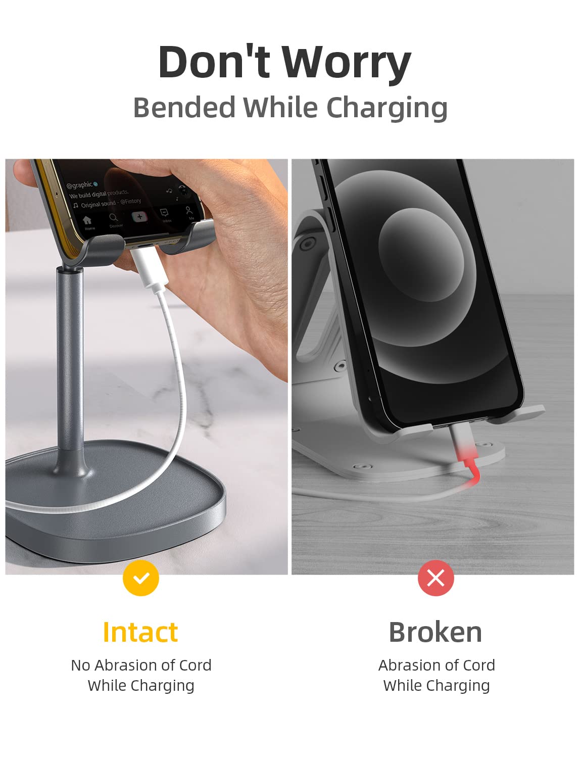LISEN Cell Phone Stand Phone Holder for Desk Office Decor, Office Desk Accessories Women PC Gaming Essentials iPhone Stand Gadgets Men Gifts for Mom Fit OtterBox Case Switch iPad Air Tablet 4-10 in