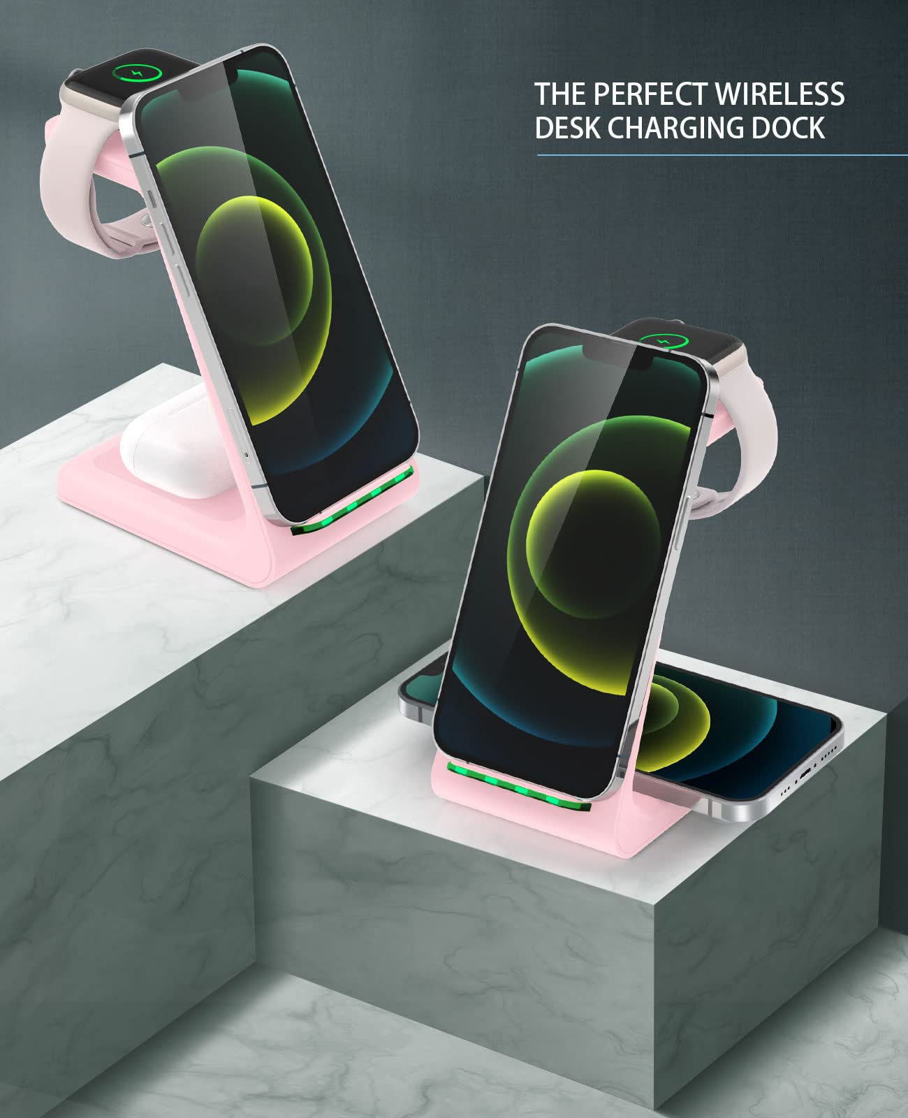 3 in 1 Wireless Charging Station, 2026 Upgraded Fast Desk Charger Station for iPhone 17 16 15 14 13 12 Pro Max Plus, Charger Stand for Apple Watch 11 10 9 8 7 6 5 4 3 2 Ultra SE, Airpods 4 3 2 Pro