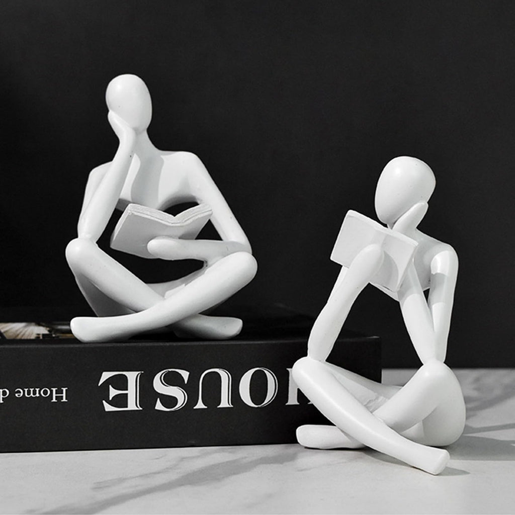 Jinkoozz Gold Reading Women Statue, Thinker Sculptures, Abstract Art Ornament, Modern Aesthetic Figurine Decoration, Suitable for Home Living Room Bedroom Office Shelf Table Desk Bookshelf Decor