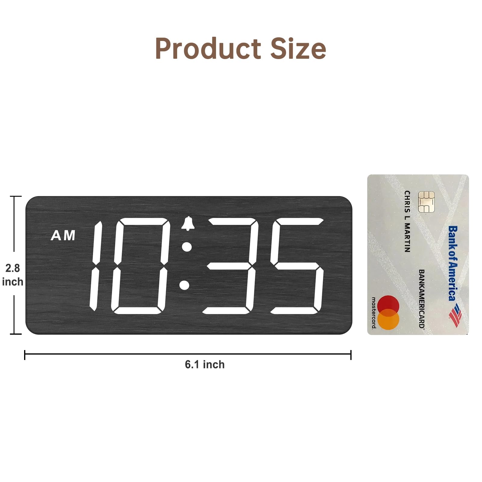 DreamSky Wooden Digital Alarm Clock for Bedroom - Desk Clock for Living Room with Large Numbers, Dimmer, Loud Alarm for Heavy Sleepers with Volume Control, DST, Office Wood Decor (Plug in Clock)