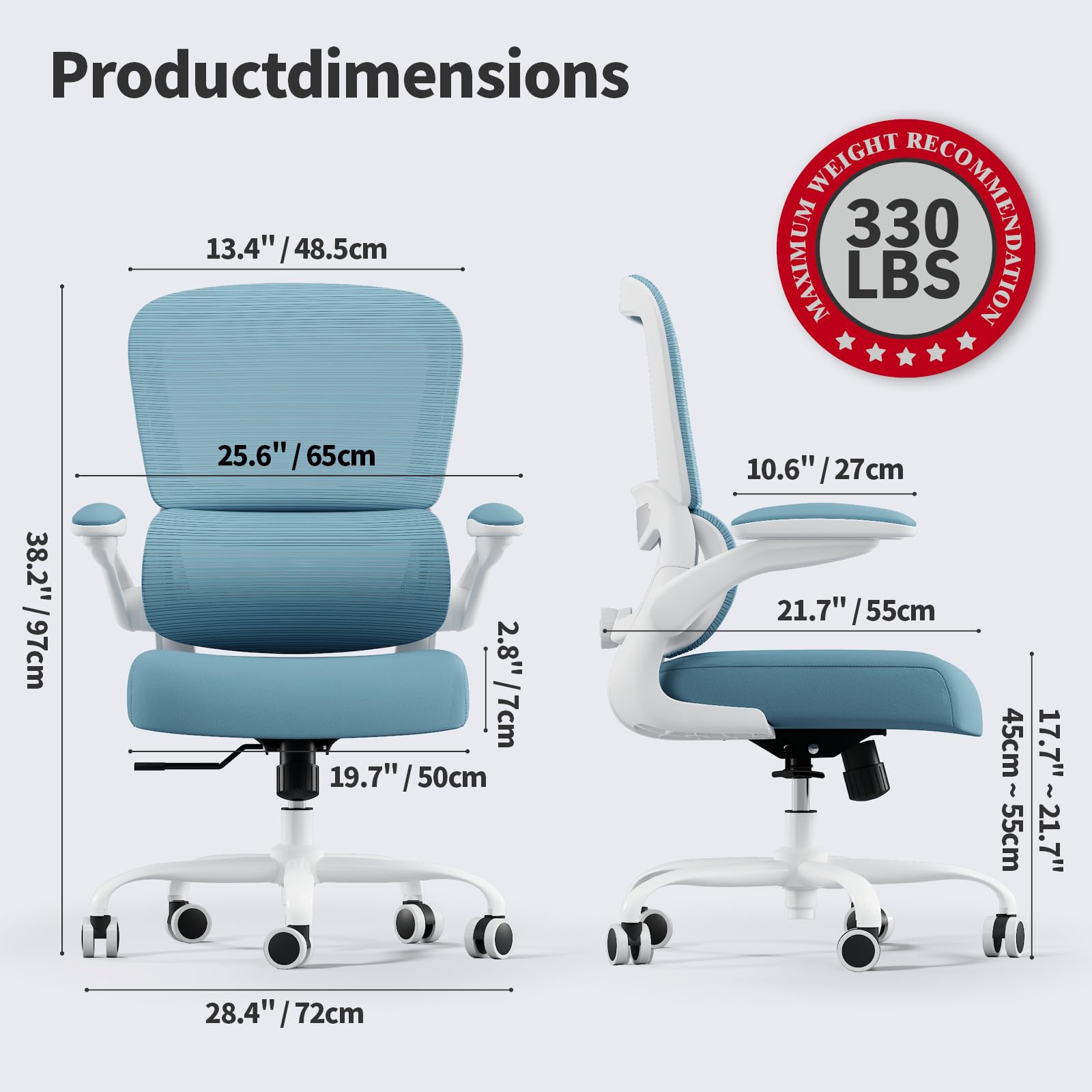 TRALT Office Chair - Ergonomic Desk Chair with Adjustable Lumbar Support, Mesh Computer Chair, Executive Chairs for Home Office Comfortable Lumbar Support (White)