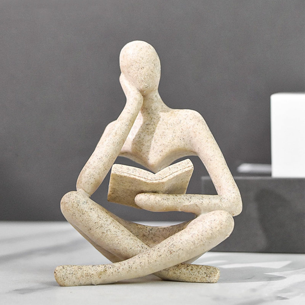 Jinkoozz Gold Reading Women Statue, Thinker Sculptures, Abstract Art Ornament, Modern Aesthetic Figurine Decoration, Suitable for Home Living Room Bedroom Office Shelf Table Desk Bookshelf Decor