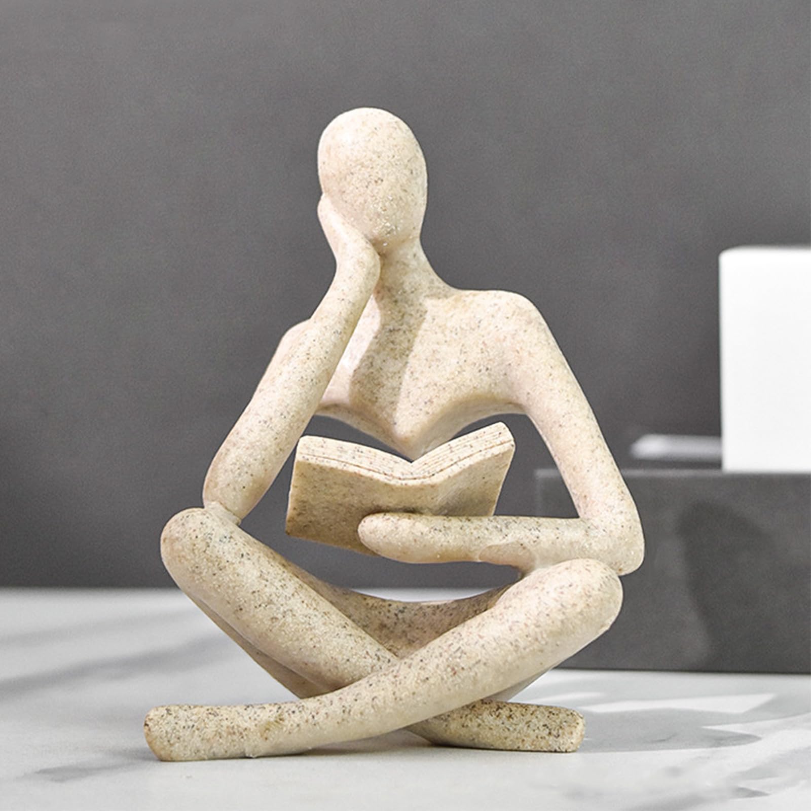Jinkoozz Gold Reading Women Statue, Thinker Sculptures, Abstract Art Ornament, Modern Aesthetic Figurine Decoration, Suitable for Home Living Room Bedroom Office Shelf Table Desk Bookshelf Decor