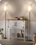 2 Pack Floor Lamp, Pole Lamp with Foot Switch, Modern Standing Lamp Lampshade, Minimalist Freestanding Lamp (Bulb Not Included), for Living Room, Bedroom Office, Black and Beige E07LDP205