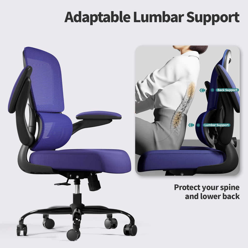 TRALT Office Chair - Ergonomic Desk Chair with Adjustable Lumbar Support, Mesh Computer Chair, Executive Chairs for Home Office Comfortable Lumbar Support (White)