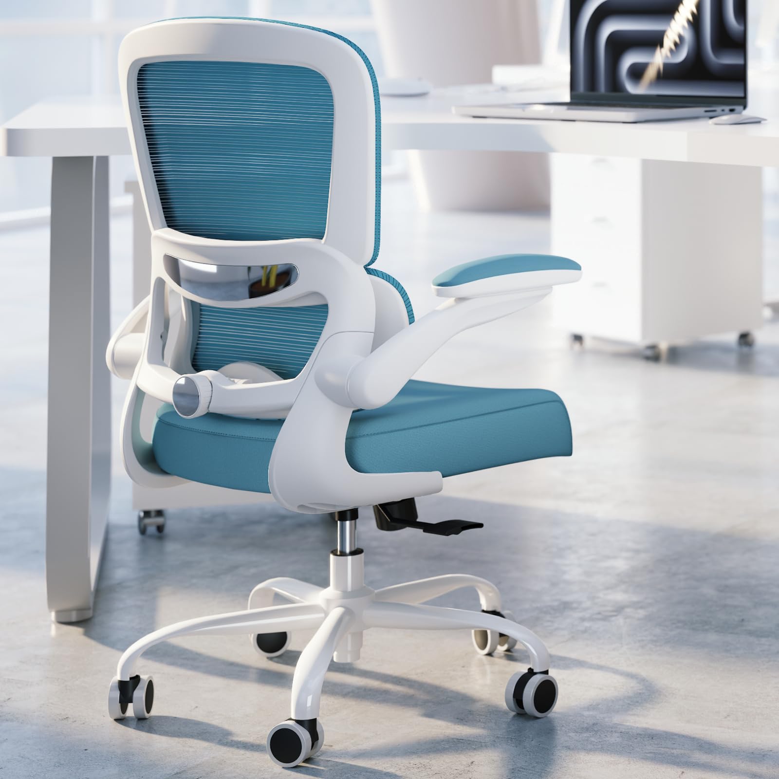 TRALT Office Chair - Ergonomic Desk Chair with Adjustable Lumbar Support, Mesh Computer Chair, Executive Chairs for Home Office Comfortable Lumbar Support (White)