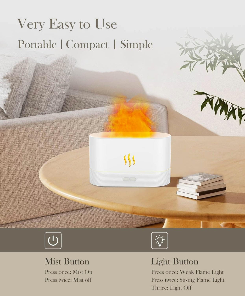 Flame Air Diffuser Humidifier,Upgraded Scent Diffuser for Essential Oils,Ultrasonic Aromatherapy,Fire Mist Humidi with 2 Brightness,Auto-Off Function for Room Home Office(Black)
