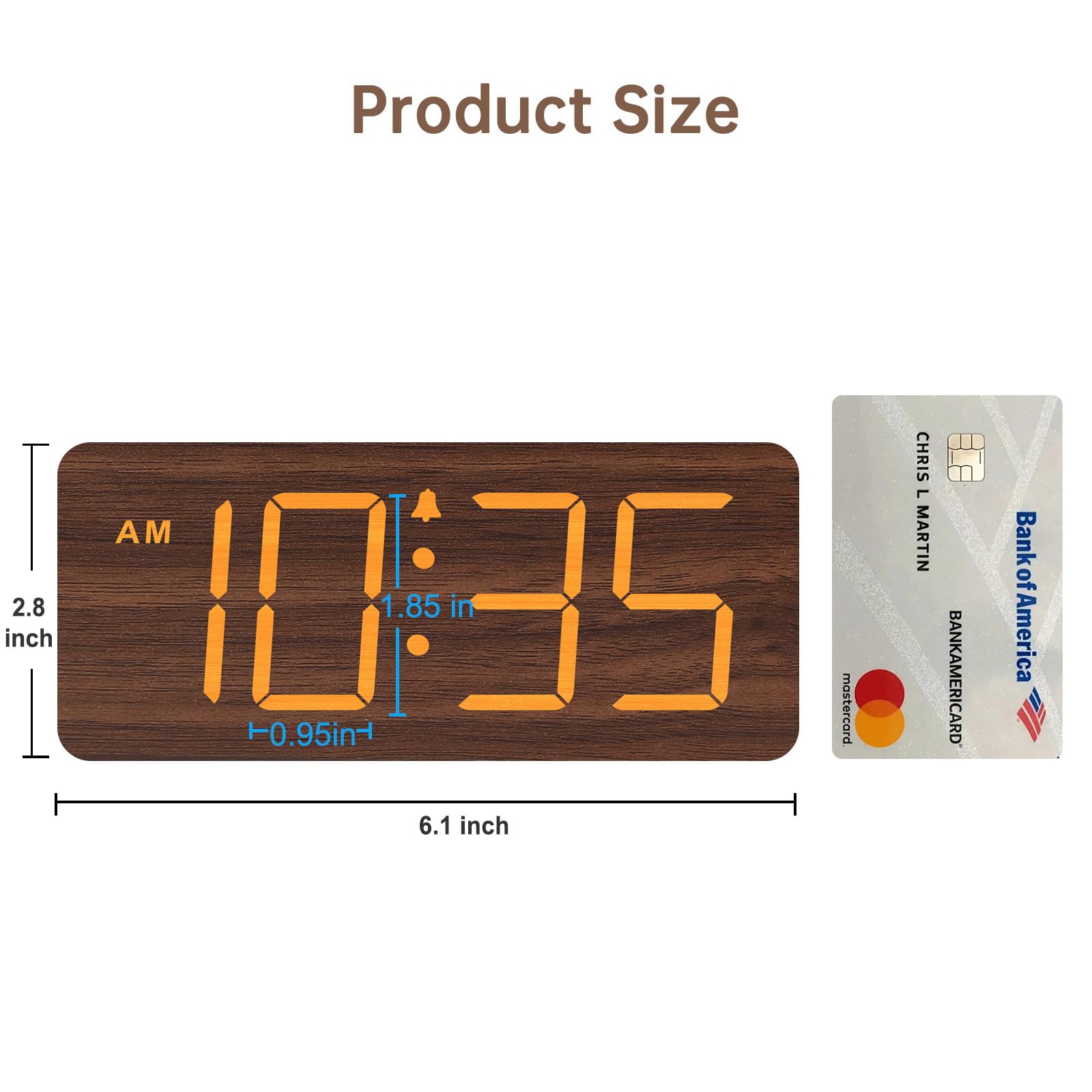 DreamSky Wooden Digital Alarm Clock for Bedroom - Desk Clock for Living Room with Large Numbers, Dimmer, Loud Alarm for Heavy Sleepers with Volume Control, DST, Office Wood Decor (Plug in Clock)