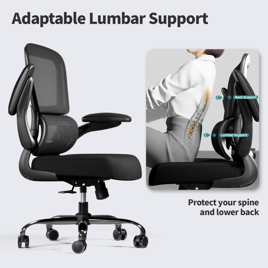 TRALT Office Chair - Ergonomic Desk Chair with Adjustable Lumbar Support, Mesh Computer Chair, Executive Chairs for Home Office Comfortable Lumbar Support (White)